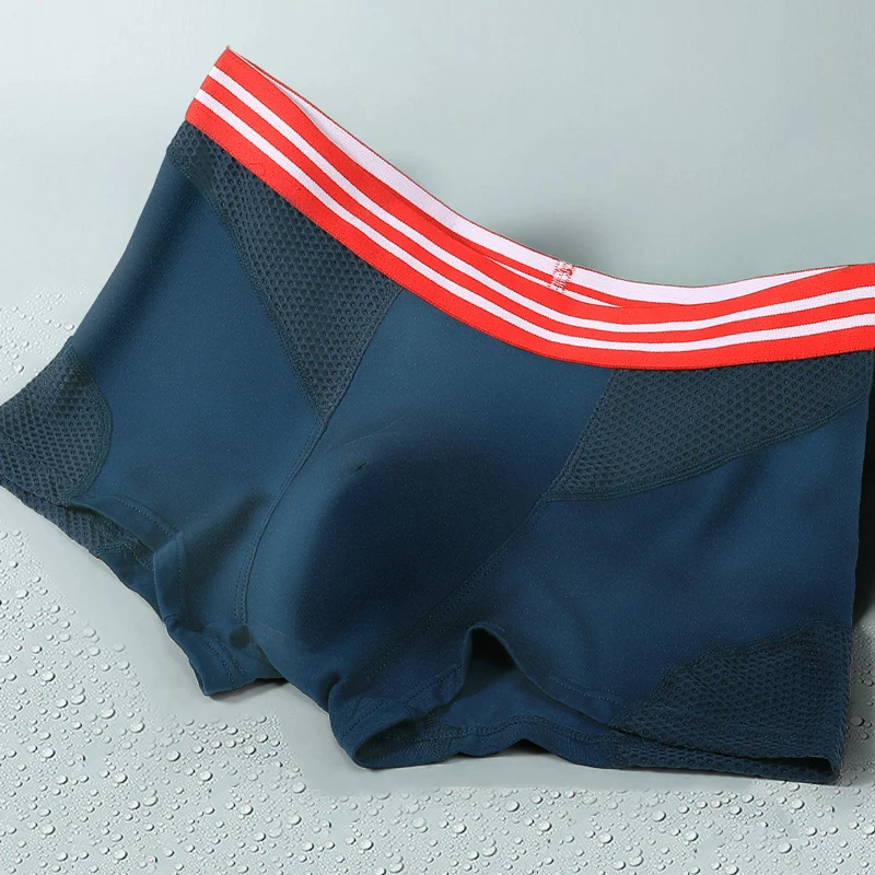 3 Stück Herrenunterwäsche, modale viereckige Hose, dünne Herren-Mesh-Unterhose, atmungsaktiv, flache Ecke, kurze Unterhose, Herren-Sportstudent Image