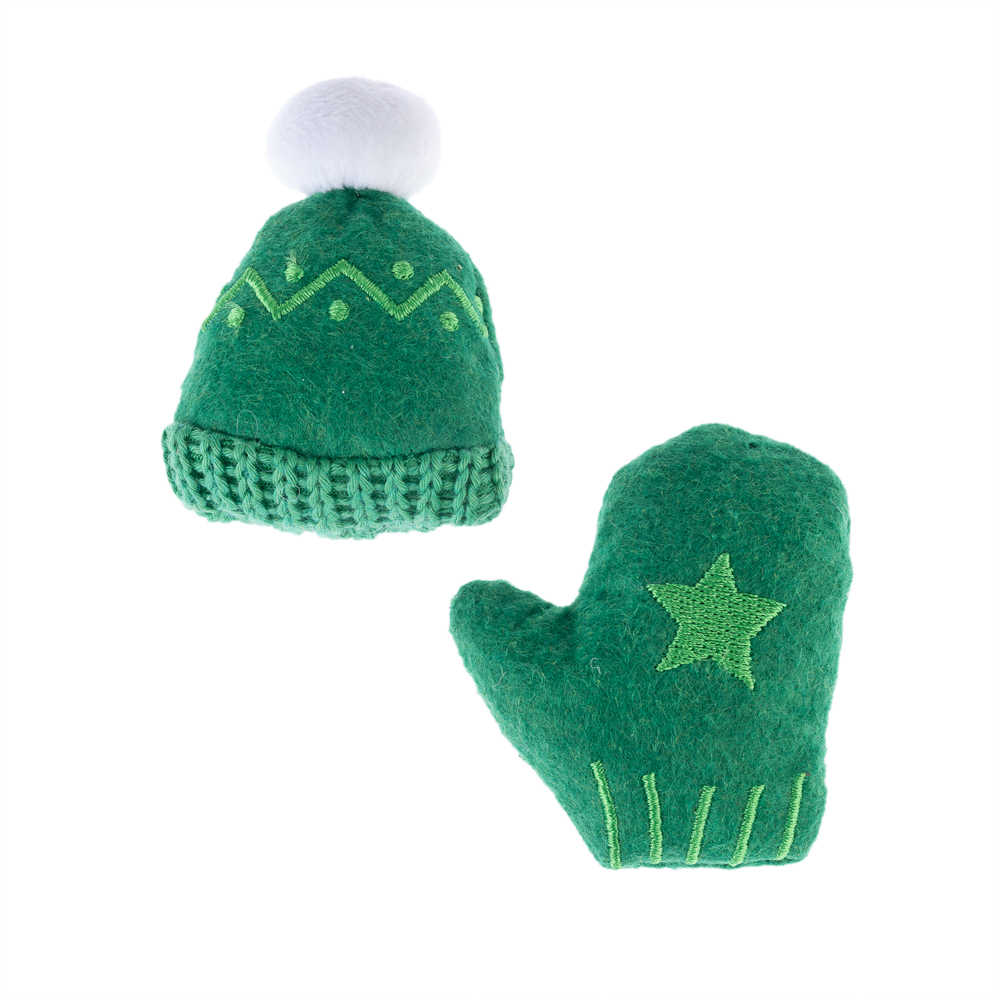 Set of 2 Toys Christmas Hat & Mitten Cat Toy Set TIAKI Cat Toys