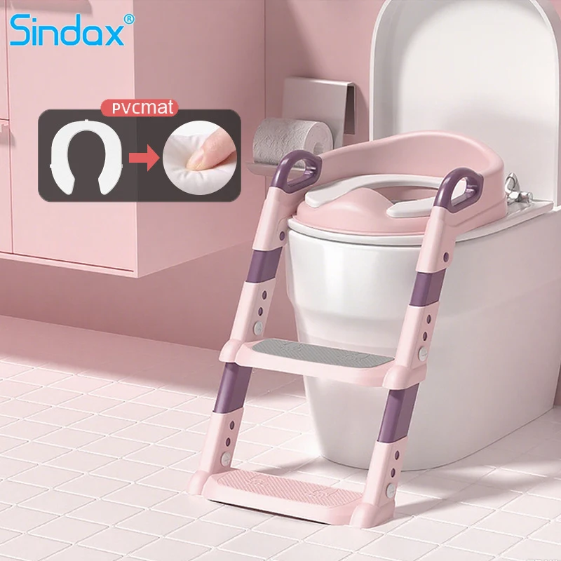 Tragbarer Kinder-Toilettensitz, Treppe, verstellbar, Baby-Toilette, Klappständer, Tritthocker, Toilettensitzring mit rutschfester Unterlage
