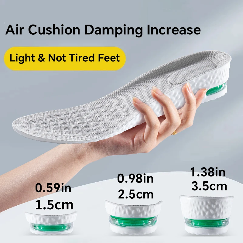 1 Paar höhenvergrößernde Einlegesohlen lindern Beinmüdung. Komfort-Einlegesohlen. Stoßdämpfende Sport-Einlegesohlen für Herren und Damen Image
