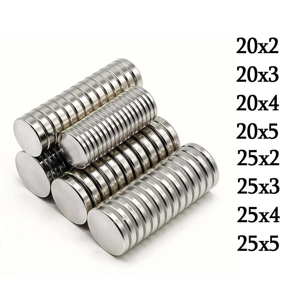 Superstarker runder Neodym-Magnet, leistungsstarke Magnete, N35, kleiner permanenter magnetischer NdfeB-Kühlschrankmagnet, 20 x 2, 20 x 3, 20 x 5, 25 x 2,