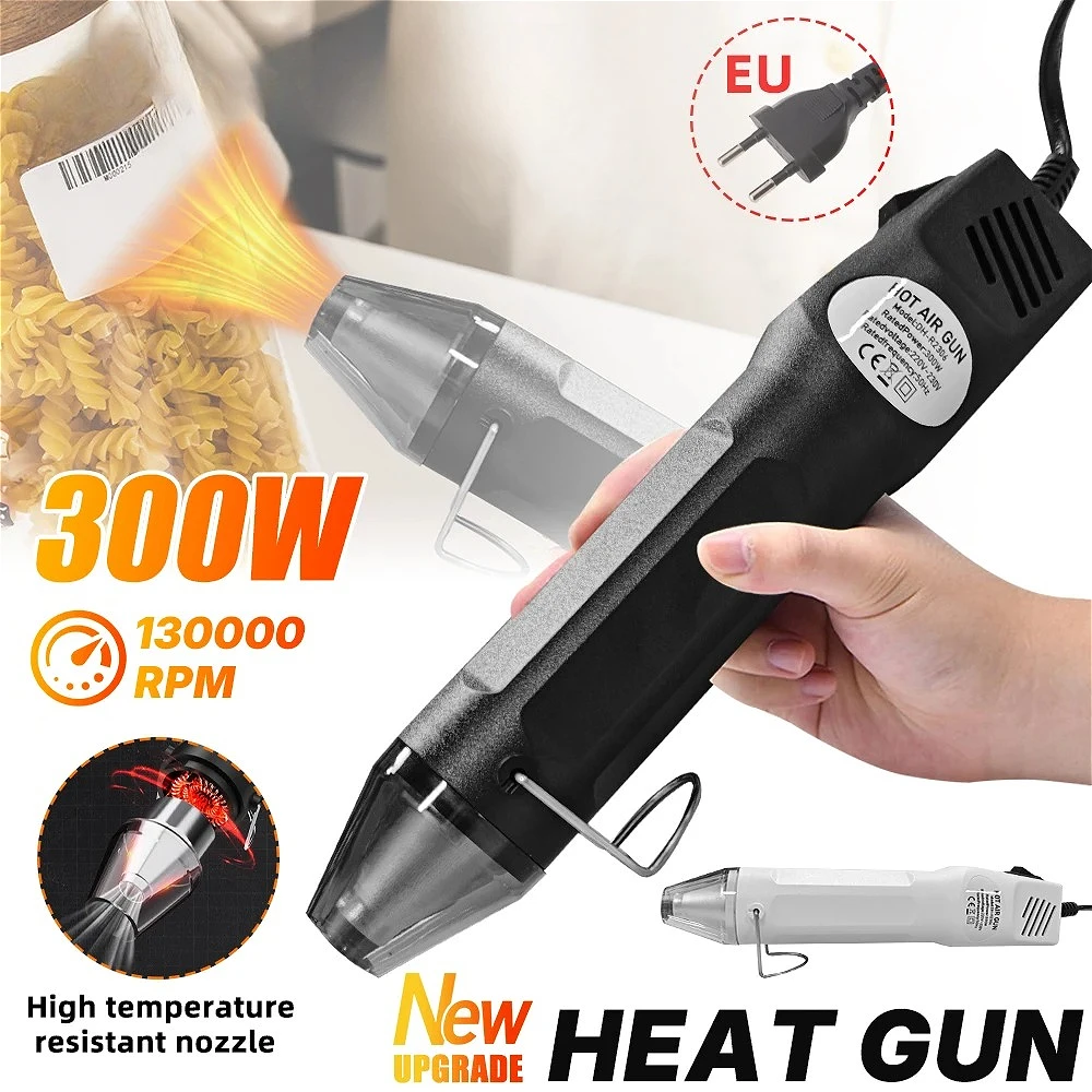 300 ° Pistolet à Air chaud C 220V, outil de bricolage, outil électrique thermique, Mini souffleur artisanal à température de soudure avec siège de support rétractable