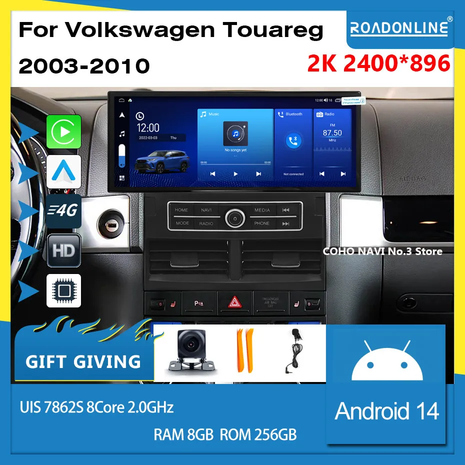Für Volkswagen Touareg 2003-2010 2400*896 Auflösung UIS 7862S Octa-Core 8+256GB Auto-Navigation CarPlay Autoradio Multimedia Image