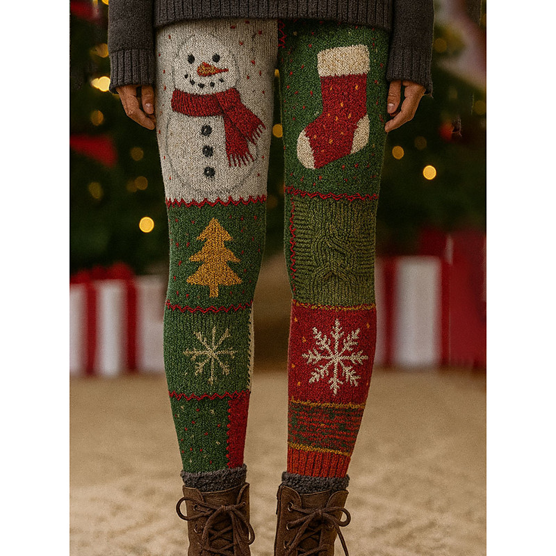 Women's Leggings Vacation Vintage Ethnic Style Full Length High WaistPantsUgly Christmas Graphic Santa Claus Christmas Tree 3D Print Quick Dry Breathability Soft Stretchy Outdoor Home Causal White