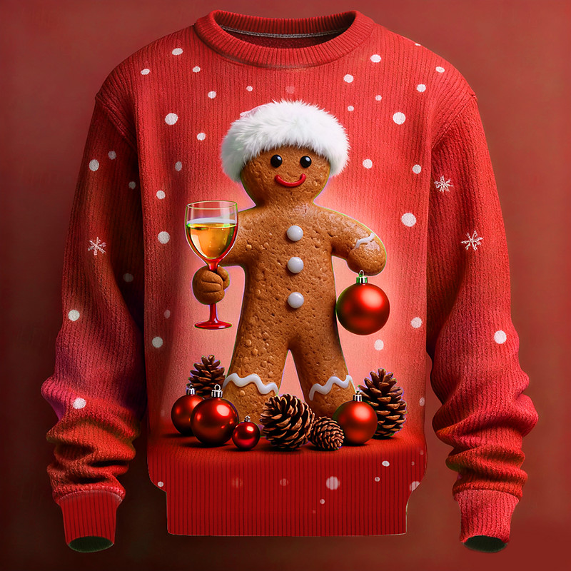 Christmas Men's 3D Print 3D Cartoon Snowflake Ugly Christmas Sweater Pullover Sweater Jumper Knitwear Crewneck Casual Vacation Daily Festival Novelty Keep Warm Long Sleeve Spring Fall Winter Red Blue