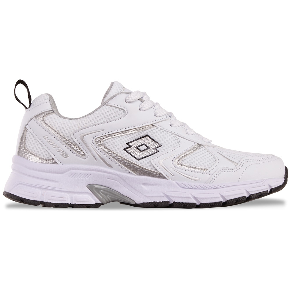 Sneaker LOTTO, Damen, Gr. 46, weiß (weiß, silber), Kunstfaser, Synthetik, metallic, Schuhe Sneaker, - besonders leicht & bequem