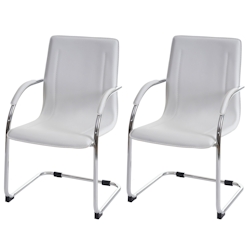 PROREGAL 2er-Set Konferenzstuhl Sammy HxBxT 93x56x56cm Sitzhöhe 47cm Besucherstuhl Freischwinger Weiß Image