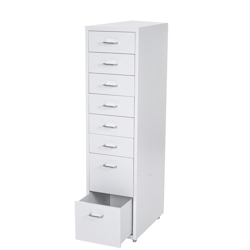 PROREGAL Rollcontainer Housten HxBxT 110x28x41cm 8 Schubladen Weiß Schubladenschrank Stahlschrank Image