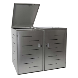 PROREGAL XL 2er-/4er-Mülltonnenverkleidung HxBxT 116x141x98cm erweiterbar Edelstahl 50kg Mülltonnenbox Image