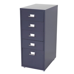 PROREGAL Rollcontainer Housten HxBxT 69x28x41cm 5 Schubladen Dunkelgrau Schubladenschrank Stahlschrank Image