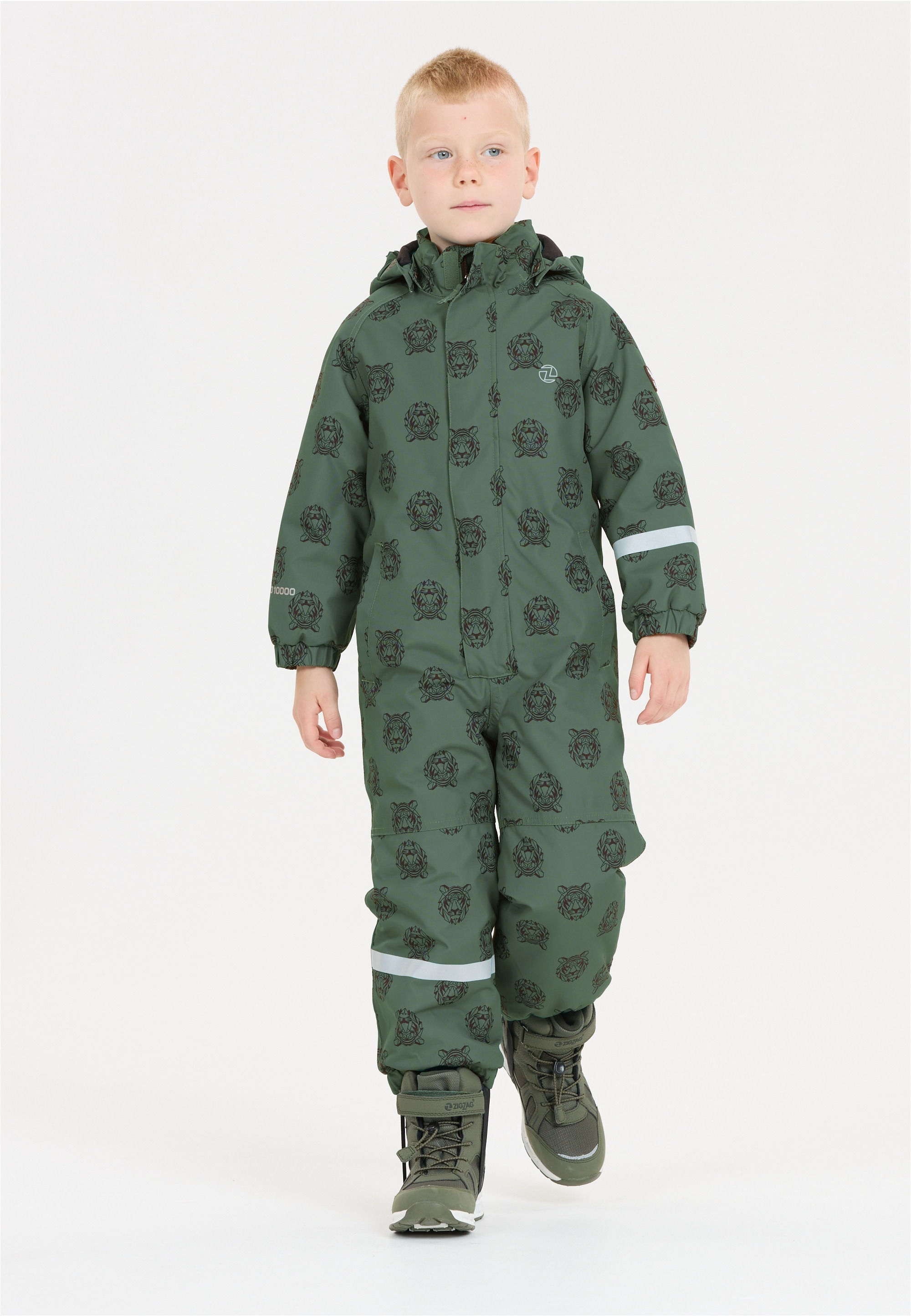 Schneeoverall ZIGZAG "Tower", Kinder, Gr. 128, tannengrün, 100% Polyester, lang, Overalls, mit wasser- und winddichter TPU-Membran Image