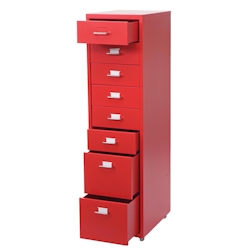 PROREGAL Rollcontainer Housten HxBxT 110x28x41cm 8 Schubladen Rot Schubladenschrank Stahlschrank Image