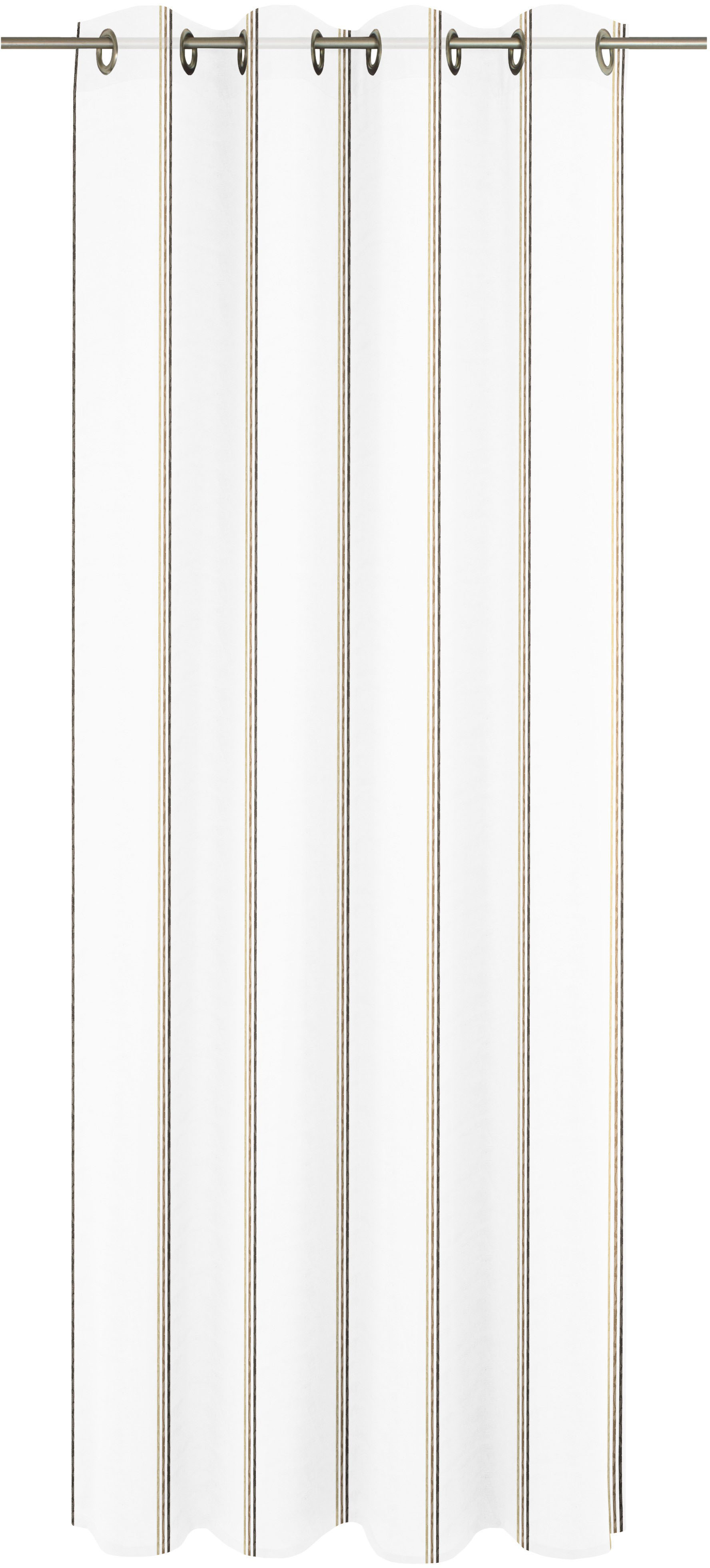 Gardine WIRTH "Chloé", braun (braun, weiß), B:600cm H:175cm, Polyester, Gardinen, Fertigstore mit Ösen (Ø 4 cm) nach Maß Image