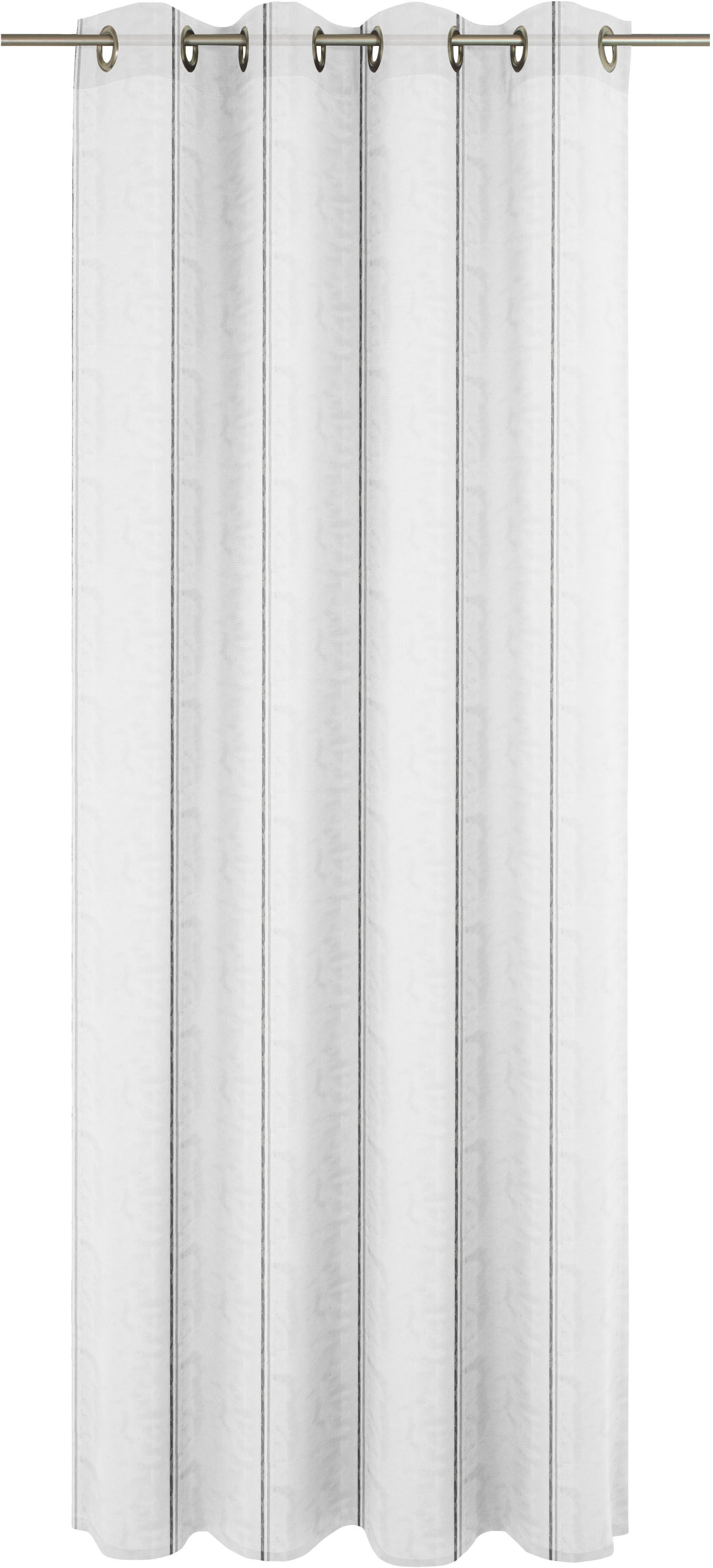 Gardine WIRTH "Chloé", grau (grau, weiß), B:450cm H:225cm, Polyester, Gardinen, Fertigstore mit Ösen (Ø 4 cm) nach Maß Image