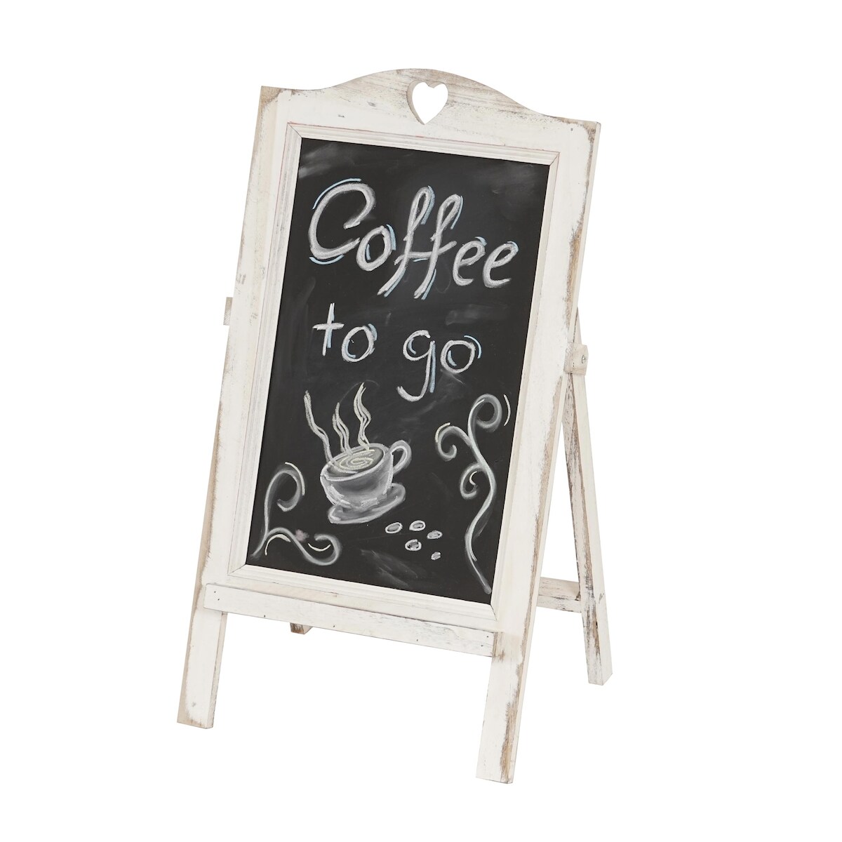 PROREGAL Werbetafel HxBxT 66x37x27cm Shabby-Look Vintage Weiß Aufsteller Kreidetafel Image