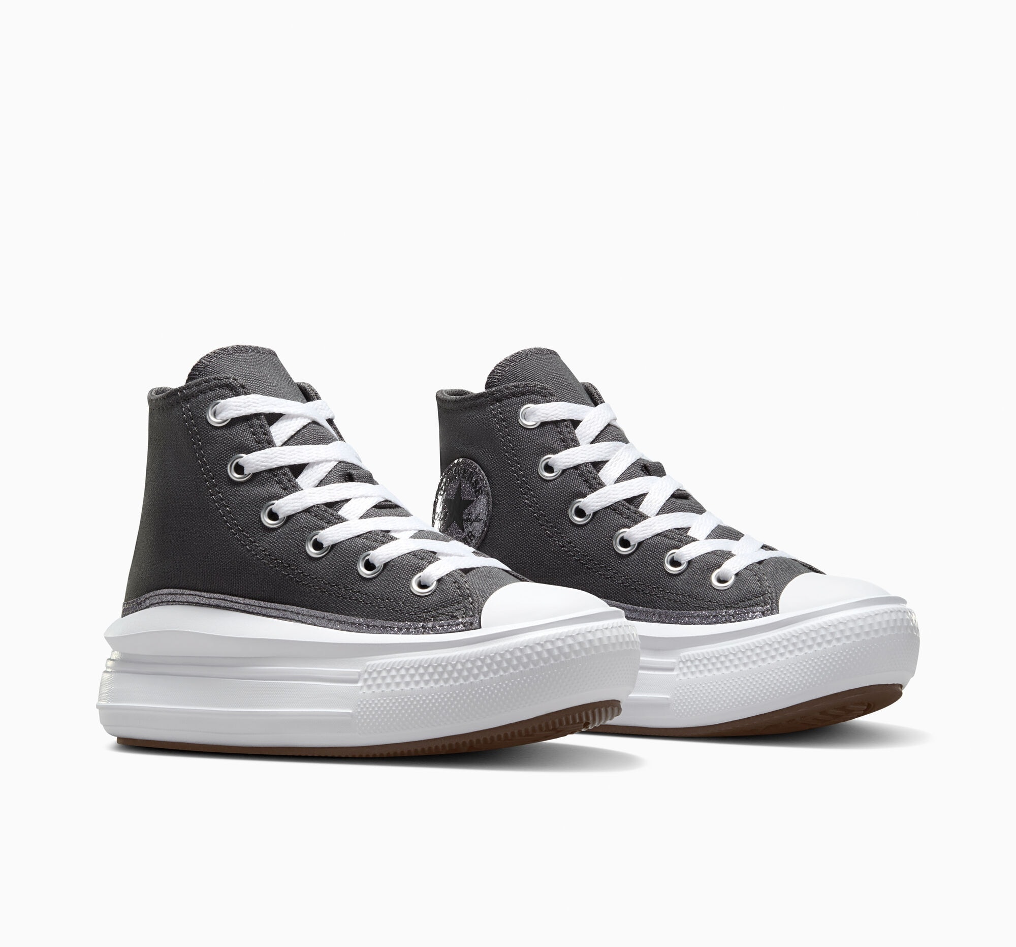 Sneaker CONVERSE "CHUCK TAYLOR ALL STAR MOVE GLITTER", Mädchen, Gr. 35, schwarz matter, schwarz, weiß, Textil, Schuhe Sneaker