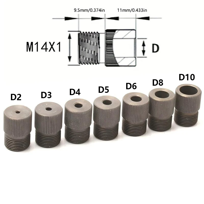 7Pcs Bohrer Hülse Holzbearbeitung Bohrer Guide Buchse (M14x1) 2-10MM Stahl Für 3 in 1 Dübel Jig Für Tasche Loch Jig Image