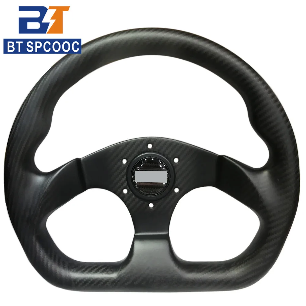 OM volant de voiture en Fiber de carbone mat 13 pouces 320mm volant de course sport fossette volant automatique avec bouton de klaxon