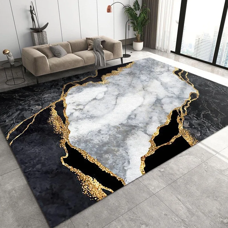 Nordic Light Luxury Marble Printing Abstract Art Carpet Living Room Sofa Bedroom Study Kitchen Entrance Rug Non-slip Decor Mat