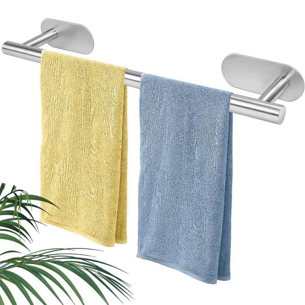 Porte-serviettes de salle de bain sans perçage, porte-serviettes de salle de bain en acier inoxydable, porte-serviettes adhésif rétractable de 40 à 59cm, Rail pour salle de bain