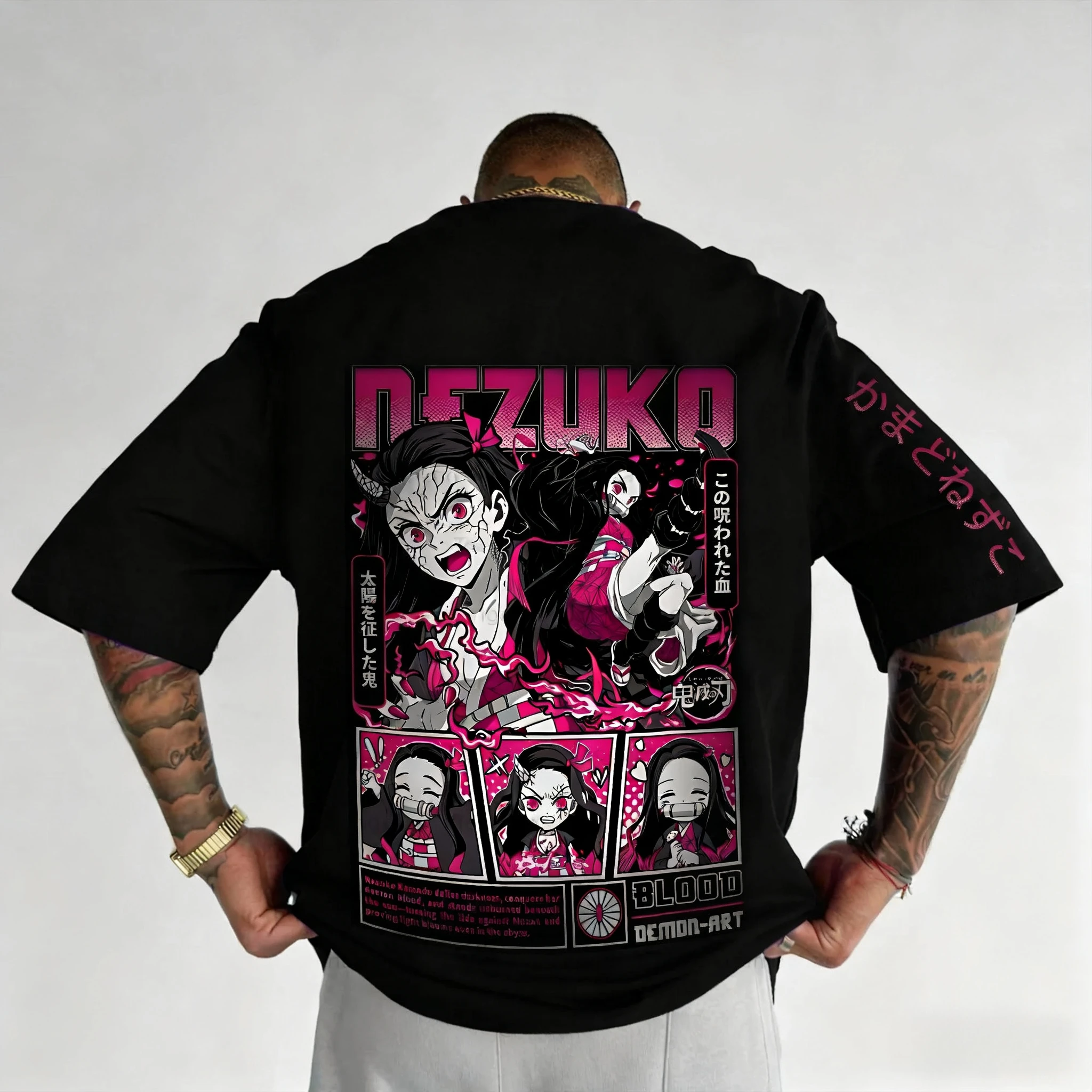 Demon Slayer Anime Joint T-Shirt 2025, Herren-Sommer-Neuheit, Kamado Nezuko, Farbdruck, Trend, lässig, locker, kurzärmelig Image