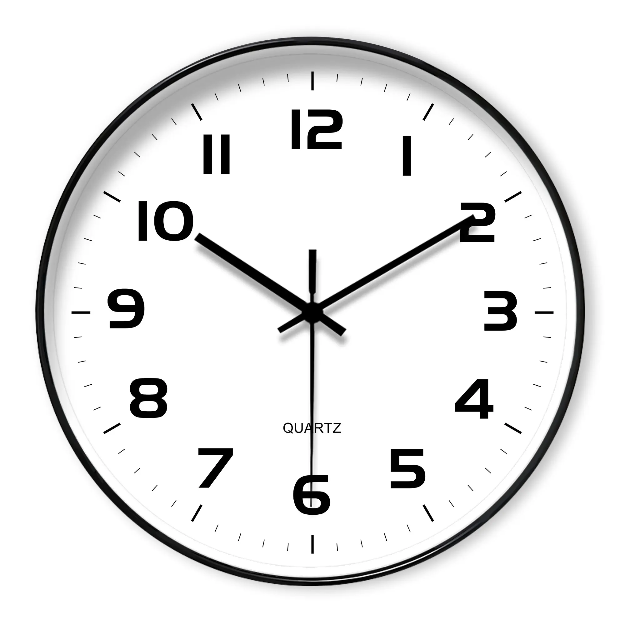 Runde minimalistische Quarz-Wanduhr, klassisches einfaches Dekor (Batterien nicht im Lieferumfang enthalten), 10-16 Zoll Image