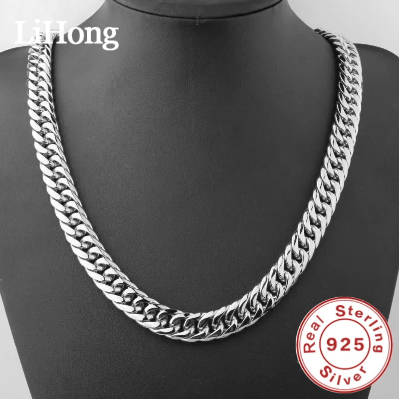 925 Sterling Silber 45-60 cm 10 mm kubanische Kette Halskette für Mann Modeschmuck Trend Persönlichkeit Hip Hop Trendsetter Zubehör