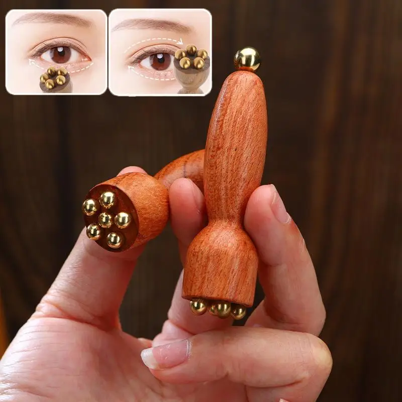 Handheld Lotus Seedpod Schönheit Professionelle Messing & Palisander Gesichts Gua Sha Werkzeug Augen Entspannung Spot Meridiane Akupunktmassage Image