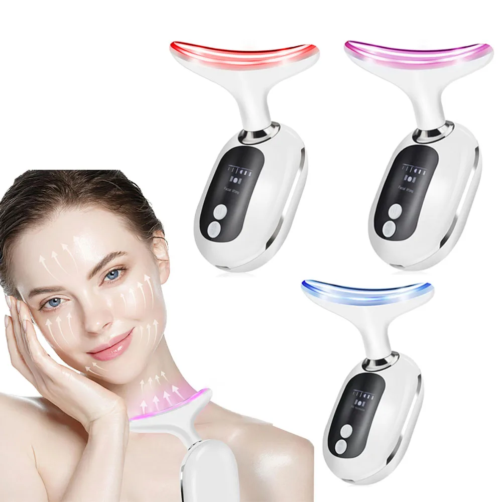 Ems Mikros trom Gesicht Hals Schönheit Gerät führte Photonen therapie Haut straffen reduzieren Doppel kinn Anti-Falten-Gesichts lifting Massage gerät Image