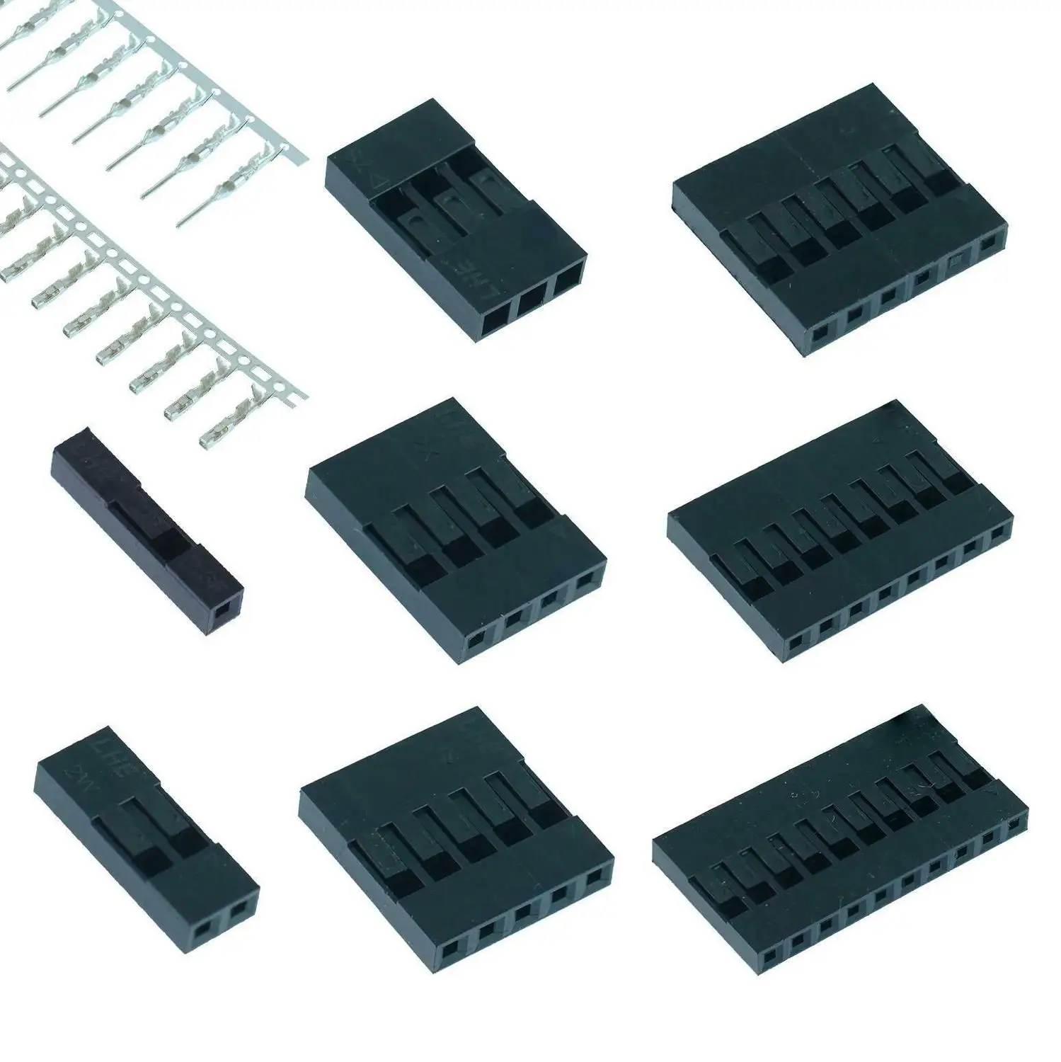 100 Stück Dupont 2,54 mm Steckverbindergehäuse männlich weiblich Crimpklemmen Image