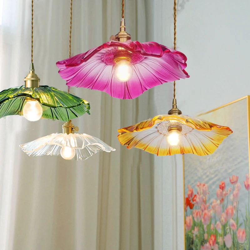 Vintage Pendel leuchten Blume Glas Hängelampen Home Decoration Beleuchtung Wohnzimmer Schlafzimmer Nachttisch Leuchte deckenleuchte kronleuchter pendelleuchte wohnzimmer deko hängelleuchte