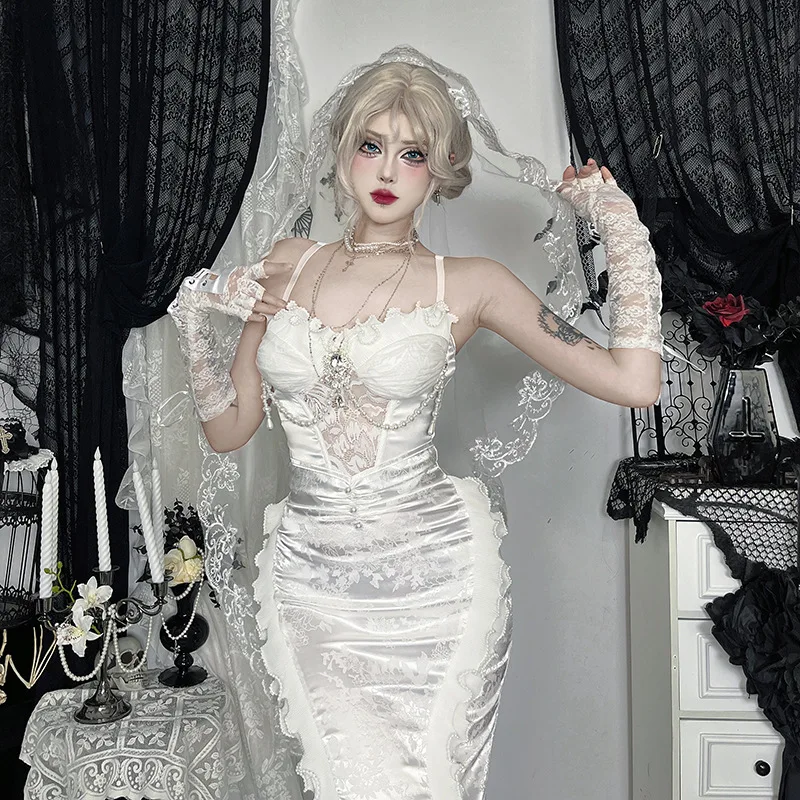 Ästhetischer Fairycore Grunge Meerjungfrau Rock Frauen Pastell Goth Neue Lolita Weiße Röcke Vintage Bankette Party Röcke Weiblich Image