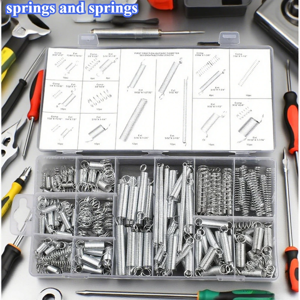 200/300PCS Federn und Federn Sortiment Druckfeder Sortiment Sets Kunststoff Boxed Set Hardware Edelstahl Feder Image