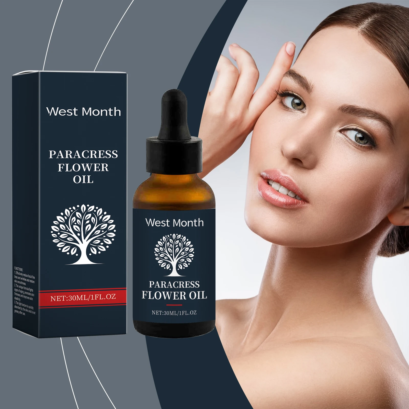 WEST MONTH Paracress Flower Essence Oil Reduziert feine Gesichtslinien, Falten, leichte Textur, schnell absorbiert, nicht fettig nach der Verwendung Image