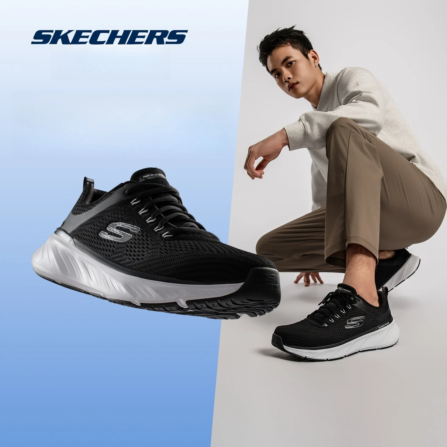 Skechers Running Shoes for Men 2025 New Summer Breathable Lightweight Shock-absorbing Sports Shoes 스케쳐스 남성 운동화 skechers hombre