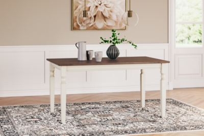 Ashley Whitesburg Rectangular Dining Table, Brown/Cottage White, Wood