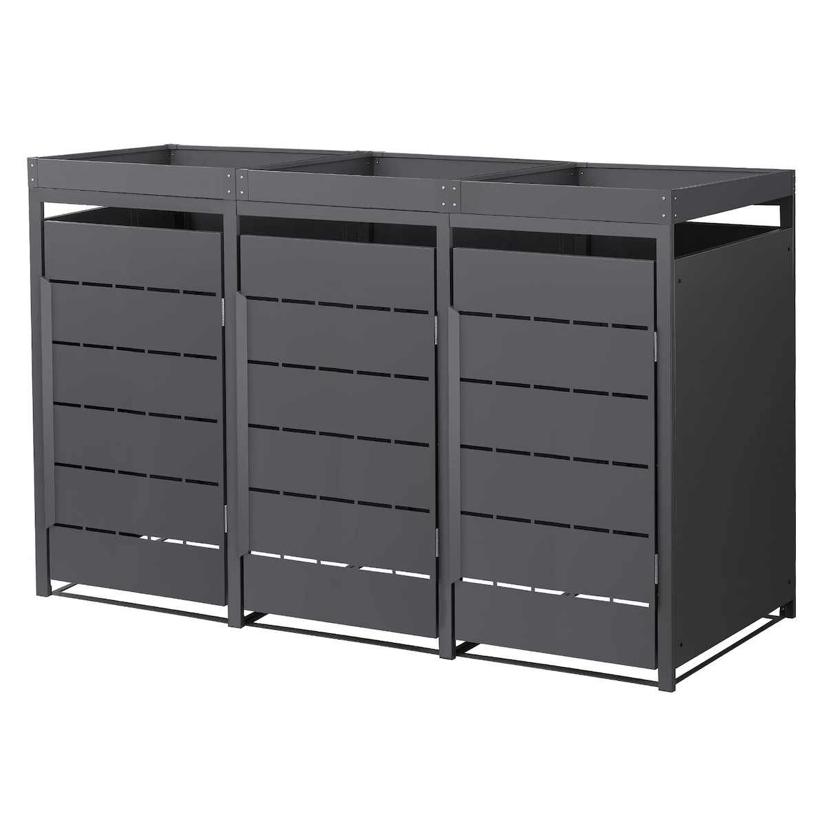 ML-Design Mülltonnenbox 3er mit Pflanzdach – für 3 Tonnen à 240 L, 196x80x124 cm, Anthrazit, Stahl, wetterfest, abschließbar, mit Tür, Image