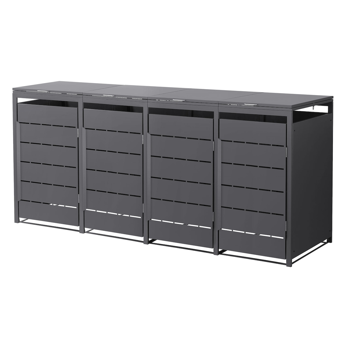 ML-Design Mülltonnenbox 4er, 240L, 260x80x120 cm, Anthrazit, aus Stahl, wetterfest, Mülltonnenverkleidung mit Klappdeckel & Türen, Müllbox für Garten Image