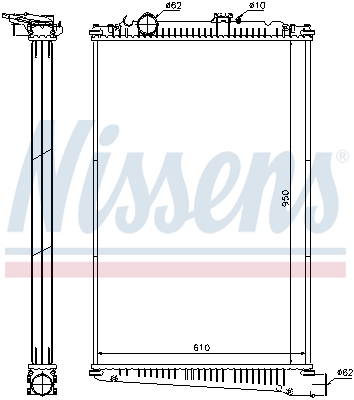 NISSENS Kühler, Motorkühlung Universal ohne Dichtung für DAF 1371372 1954989 1434917R 614420 Image