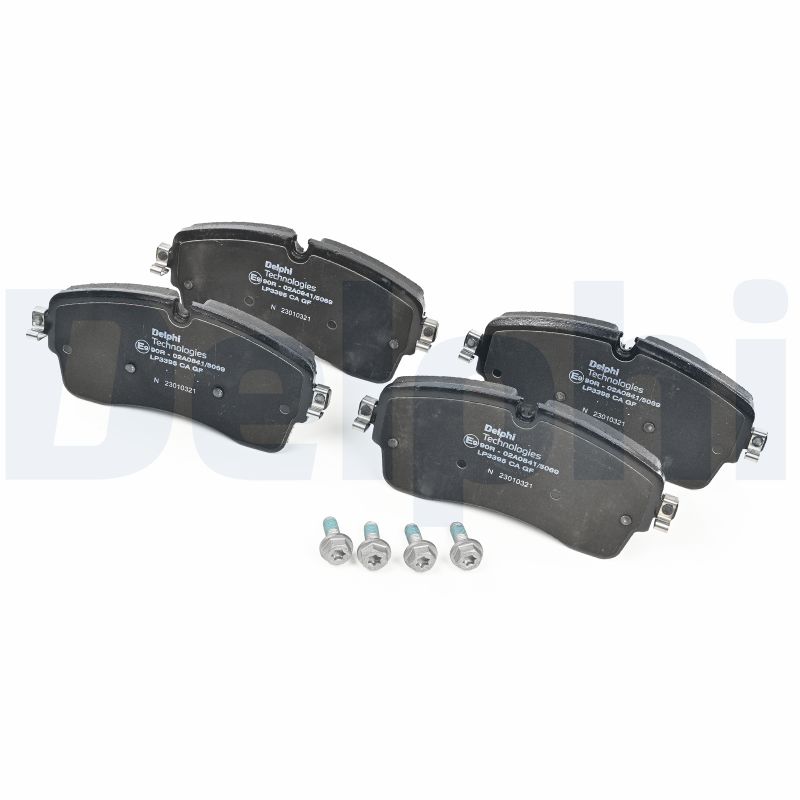 DELPHI Bremsbelagsatz, Scheibenbremse vorne rechts links mit Zubehör für LAND ROVER JAGUAR LR314638 LR091308 LR164029 LP3395 Image
