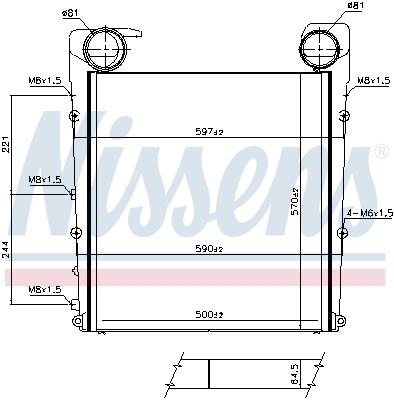 NISSENS Ladeluftkühler Universal für RENAULT TRUCKS VOLVO 7485013522 7421675279 7485013523 961552 Image