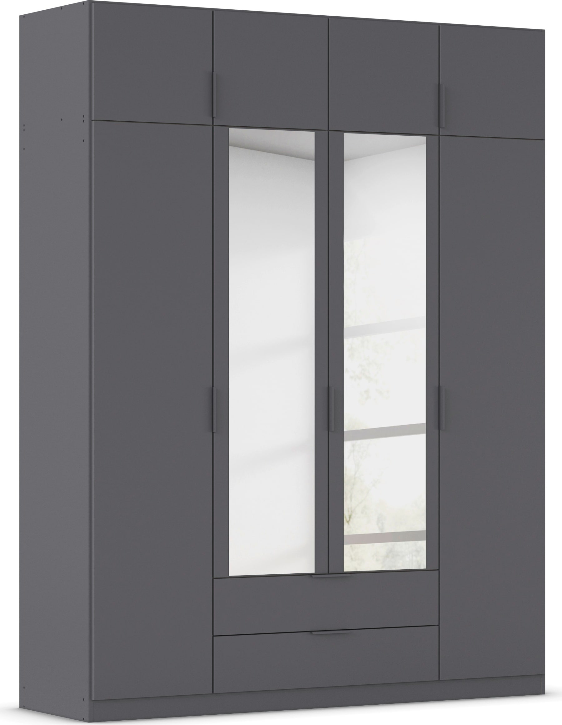Kleiderschrank RAUCH "Drehtürenschrank Schrank Garderobe Ankleide Schlafzimmer LAGOA", graumetallic, B:181cm H:235cm T:54cm, Holzwerkstoff, Schränke, geräumige Schubladen, 3 Breiten, optional mit Aufsatz MADE IN GERMANY Image