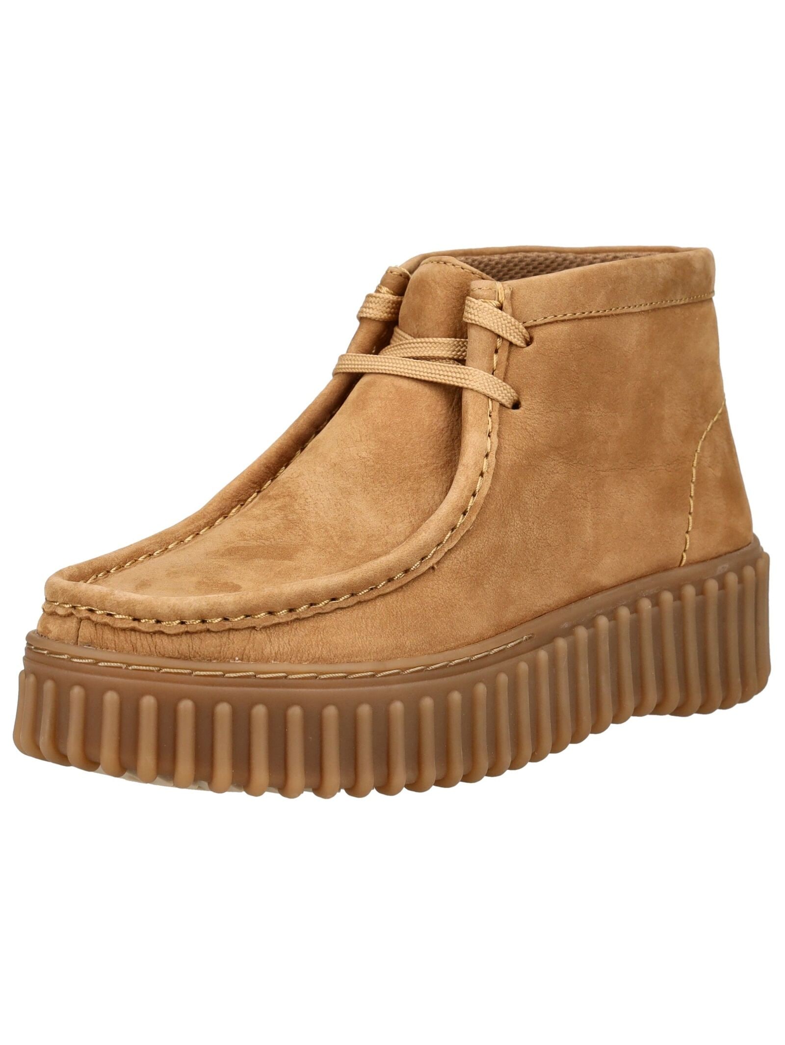 Plateaustiefelette CLARKS "Clarks Stiefelette Nubukleder", Damen, Gr. 37, tan, Nubukleder, Schuhe