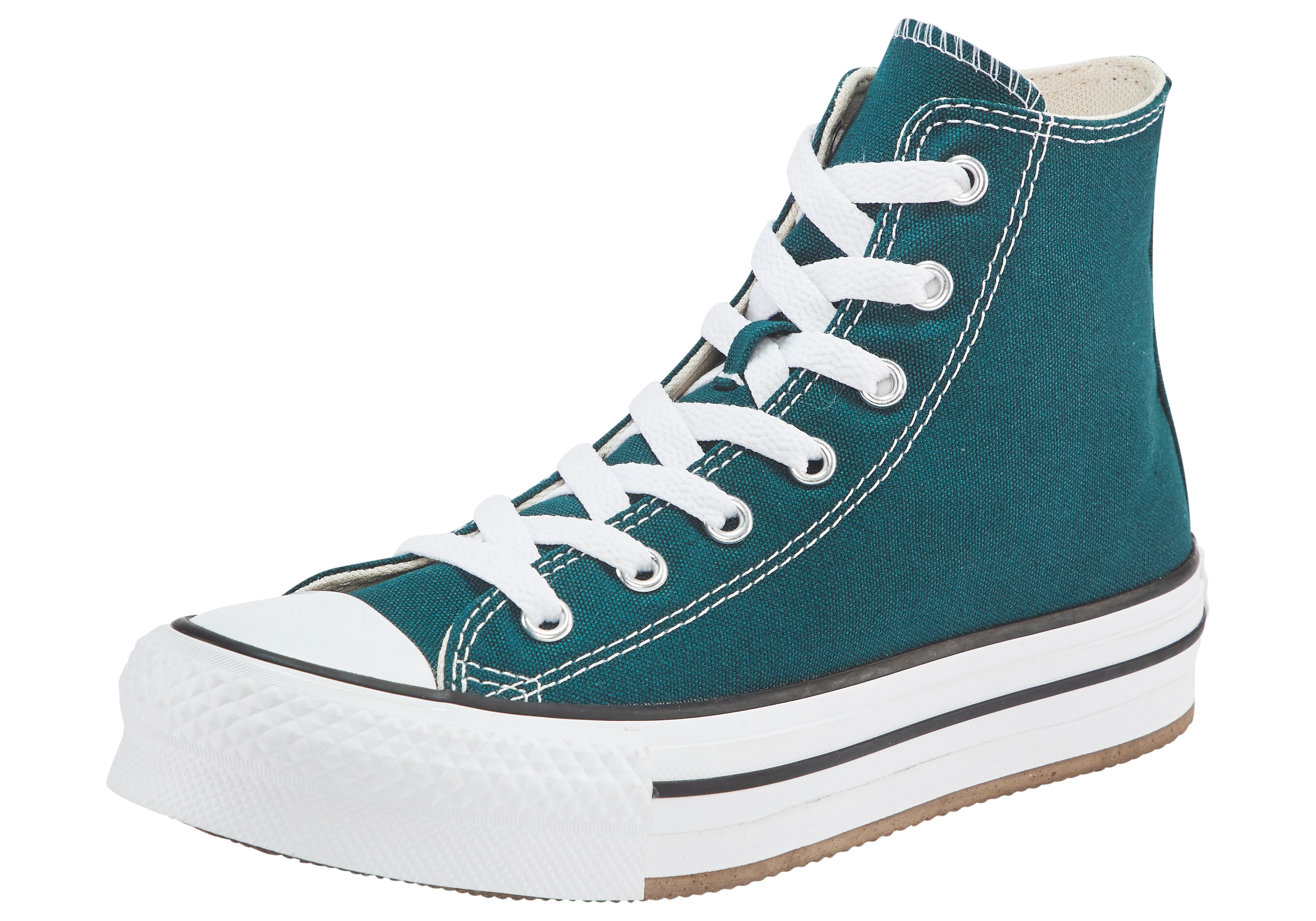 Sneaker CONVERSE "CHUCK TAYLOR ALL STAR EVA LIFT", Damen, Gr. 31, schwarzly jaded, weiß, natural ivory, Textil, Schuhe Sneaker