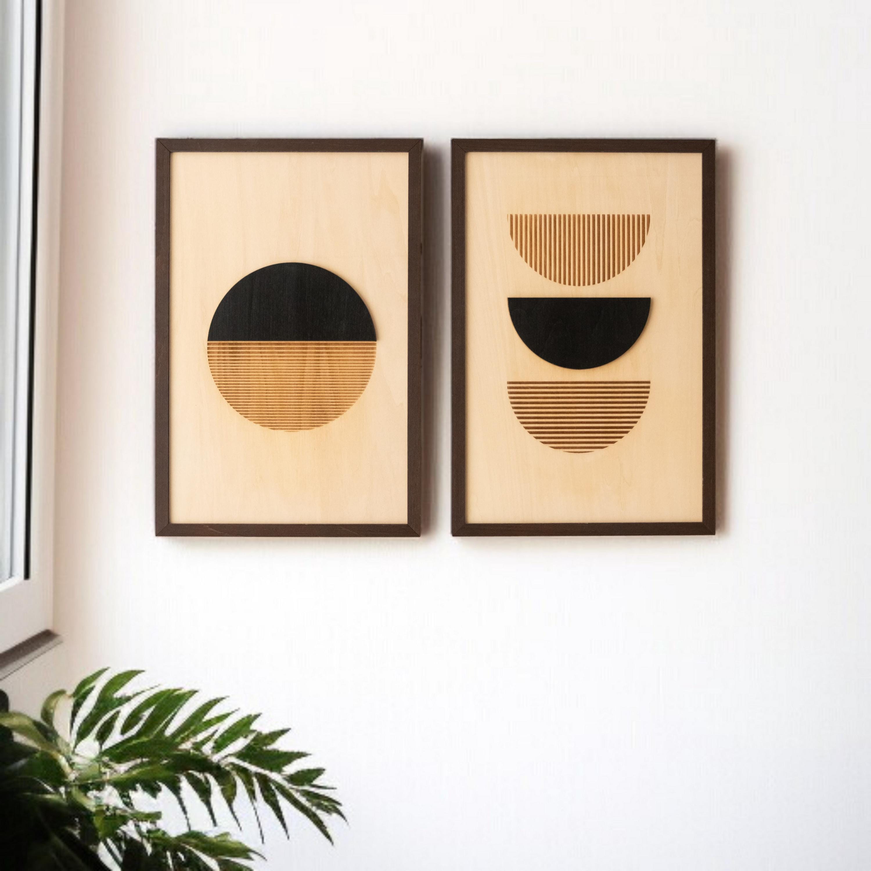 Set von Abstrakt Holz Wand Dekor - Moderne Sperrholz Wand Kunst - Minimalistische Geometrische Kunst Paneele - Skandinavischen Stil Holz Wandbehang Y6