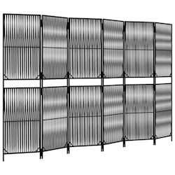 vidaXL Paravent 6-tlg. Schwarz Poly Rattan Image