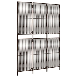 vidaXL Paravent 3-tlg. Braun Poly Rattan Image