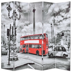 vidaXL Raumteiler klappbar 200 x 170 cm London Bus Schwarz-Weiß Image