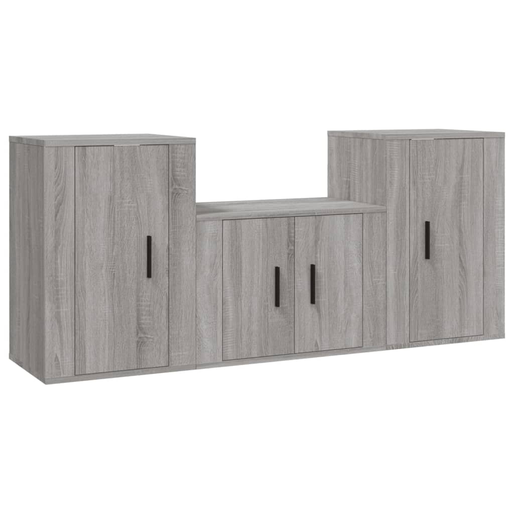 vidaXL 3-tlg. TV-Schrank-Set Grau Sonoma Holzwerkstoff Image
