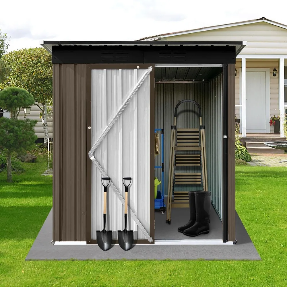 5x4 FT Metal Outdoor Storage Shed,Lockable Garden Tool Sheds with Pitched Roof and Shutter Vents,Practical Weatherproof House fo